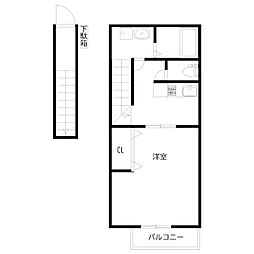 セレーノ オルト 東棟 1Kの間取図画像