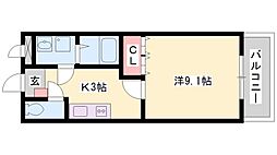 ビアンヒルズ 1Kの間取図画像