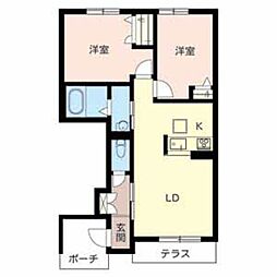 ラメゾンドアミーB 2LDKの間取図画像
