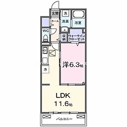 リディア パッセ 1LDKの間取図画像
