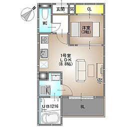 仮称)REGALEST 別府町元町 1LDKの間取図画像