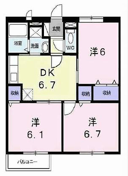シャルマンホームB ｜兵庫県加古川市尾上町今福(賃貸アパート3DK・2階・54.89㎡)の写真 その2