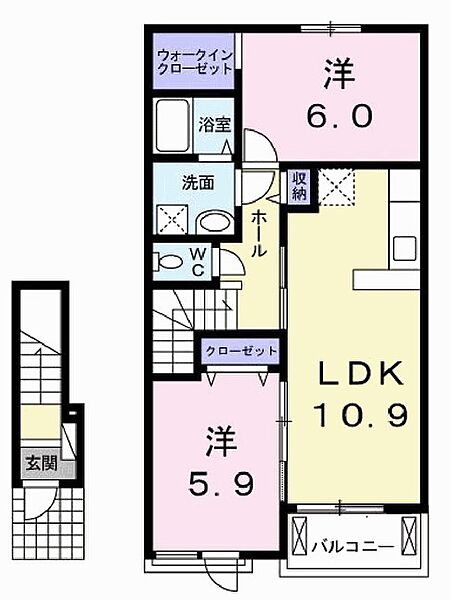 ハピネス・K ｜兵庫県高砂市米田町島(賃貸アパート2LDK・2階・57.21㎡)の写真 その2