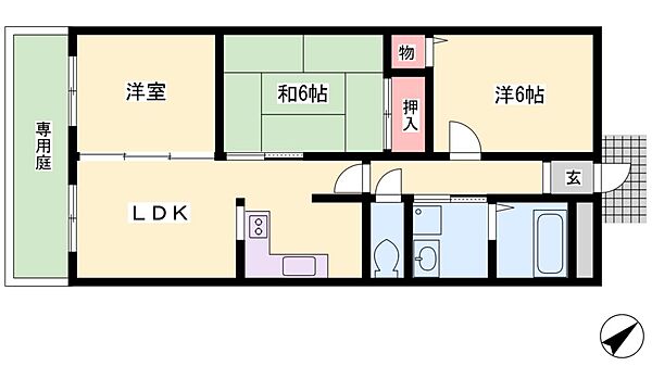 グランプレステージ加古川 ｜兵庫県加古川市加古川町西河原(賃貸マンション3LDK・1階・58.00㎡)の写真 その2