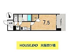 WORLDEYE難波南PORTA 1Kの間取図画像