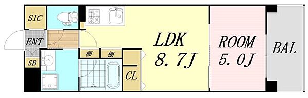 大阪府大阪市旭区高殿7丁目(賃貸マンション1LDK・5階・33.12㎡)の写真 その2