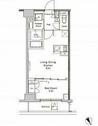 プラウドフラット渋谷富ヶ谷 1LDKの間取図画像