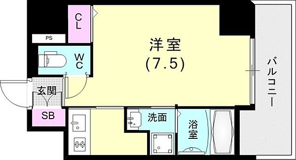 MJC神戸ブレイヴ 404｜兵庫県神戸市兵庫区三川口町2丁目(賃貸マンション1K・4階・24.53㎡)の写真 その3