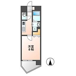 名古屋市営名港線 築地口駅 徒歩3分の賃貸マンション 8階1Kの間取り