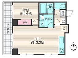 ヴェラハイツ中野坂上 1LDKの間取図画像