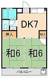 第3大信マンション 2DKの間取図画像