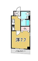 百景ビル 1Kの間取図画像