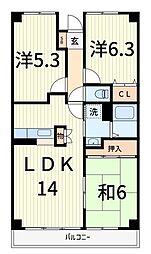 ドゥーブル水元 2SLDKの間取図画像