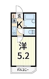 シエラグランデ高砂 1Kの間取図画像