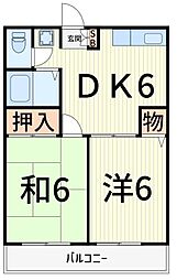 エステート奥戸 2DKの間取図画像