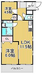 グリーンパーク水元 2LDKの間取図画像