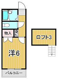 メゾンアサヒ5 1Kの間取図画像