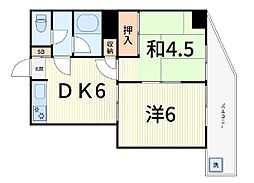 三洋ガーデン立石 2DKの間取図画像