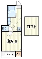 アズール柴又 1Kの間取図画像