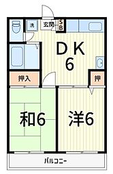エステート奥戸 2DKの間取図画像