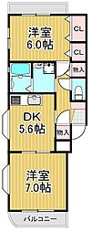 サンライフシンワ 2DKの間取図画像
