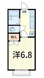 ヴィレヂハピネス-2 1Kの間取図画像