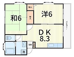 ガーデンハウス山勝5 2DKの間取図画像