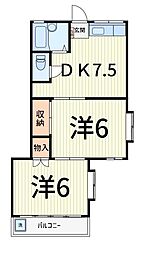 サンバース 2DKの間取図画像