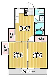 サニーコープ佐倉 2DKの間取図画像