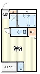グレイスガーデン ワンルームの間取図画像