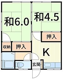 コーポ野立 2Kの間取図画像