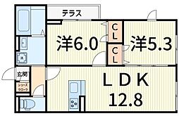 セレスティア柴又V五月雨 2LDKの間取図画像