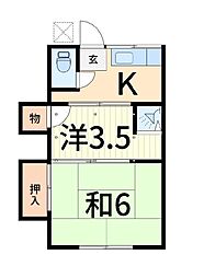 第二高庄荘 2Kの間取図画像