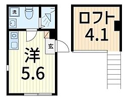 テラス金町 1階ワンルームの間取り