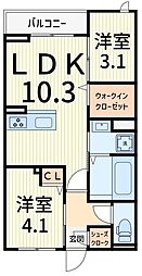 セレスティア白鳥 2LDKの間取図画像