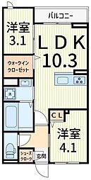 セレスティア白鳥 2LDKの間取図画像