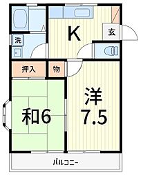 コーポK2 2Kの間取図画像