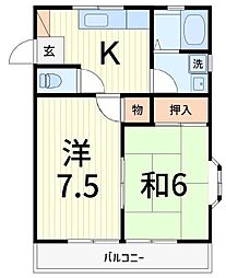 コーポK2 2Kの間取図画像