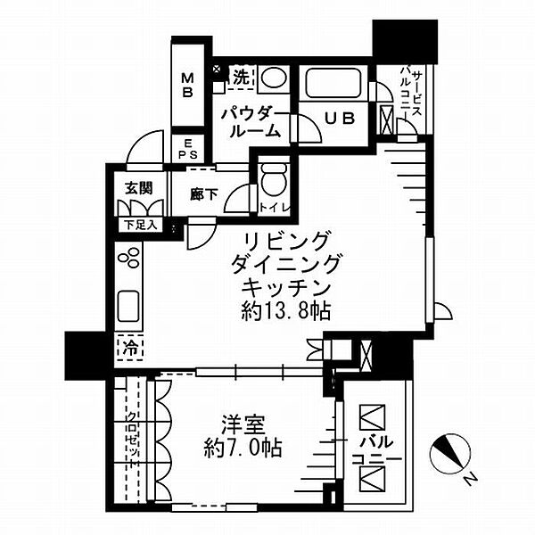 東京都中央区勝どき4丁目(賃貸マンション1LDK・5階・51.08㎡)の写真 その2