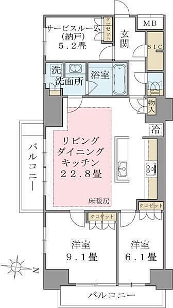 東京都江東区東雲1丁目(賃貸マンション2SLDK・2階・93.50㎡)の写真 その2