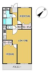 花見川サンハイツC棟 3DKの間取図画像