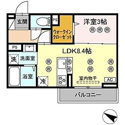 サンガーデン新山口 A 1LDKの間取図画像