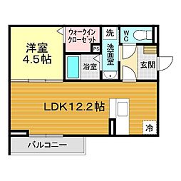 サンガーデン新山口 A 1LDKの間取図画像