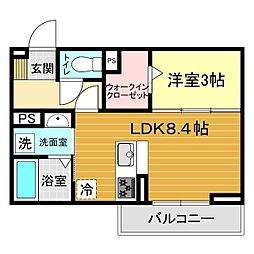 サンガーデン新山口 B 1LDKの間取図画像