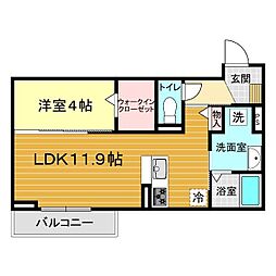 サンガーデン新山口 B 1LDKの間取図画像