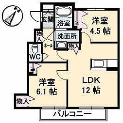 シャーメゾンラフィーネB 2LDKの間取図画像