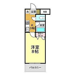 メゾン木の花 1Kの間取図画像