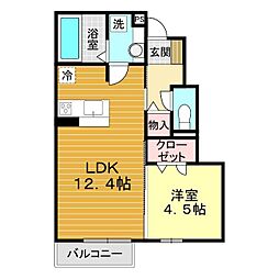 プレシア吉敷 1LDKの間取図画像