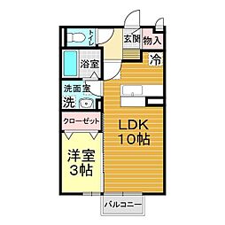 グランヴィルB 1LDKの間取図画像