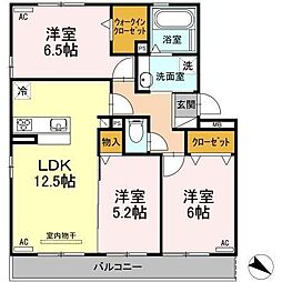 クレアンジュA棟 3LDKの間取図画像